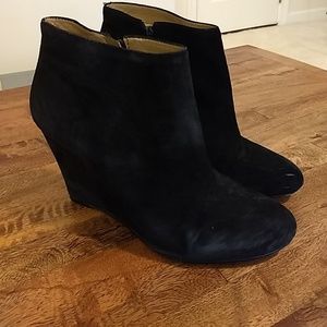 Platform black suede ankle boots